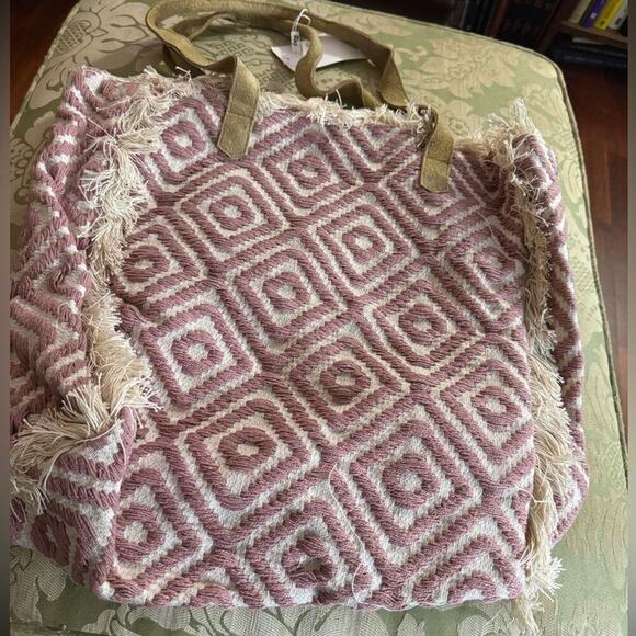Raj Michelle Frayed Tote Bag Rosewood, New with Tag MSRP $165 - Picture 3 of 7